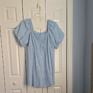Light Blue Puff Sleeve Dress